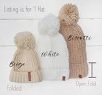 Load image into Gallery viewer, OLIVE &amp; CRADLE - Baby Beanie Knit Hat with Pom Pom: Cream/light rice / Xs/nb-2m
