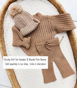 Load image into Gallery viewer, OLIVE &amp; CRADLE - Baby Knit Avery PANTS Cotton Newborn Infant straight Leg: Beige / NB
