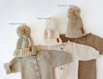 Load image into Gallery viewer, OLIVE &amp; CRADLE - Baby Beanie Knit Hat with Pom Pom: Cream/light rice / Xs/nb-2m
