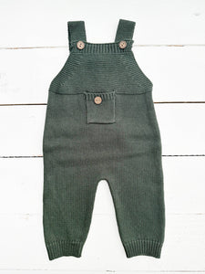 OLIVE & CRADLE - Baby Knit jumperJumpsuit suspender Overalls pants EZRA: Forest Green / 0-3m