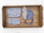 Load image into Gallery viewer, OLIVE &amp; CRADLE - Baby wool Bonnet Hat Warm Winter Sherpa lined Pom Fur option: 0-3M / NO fur
