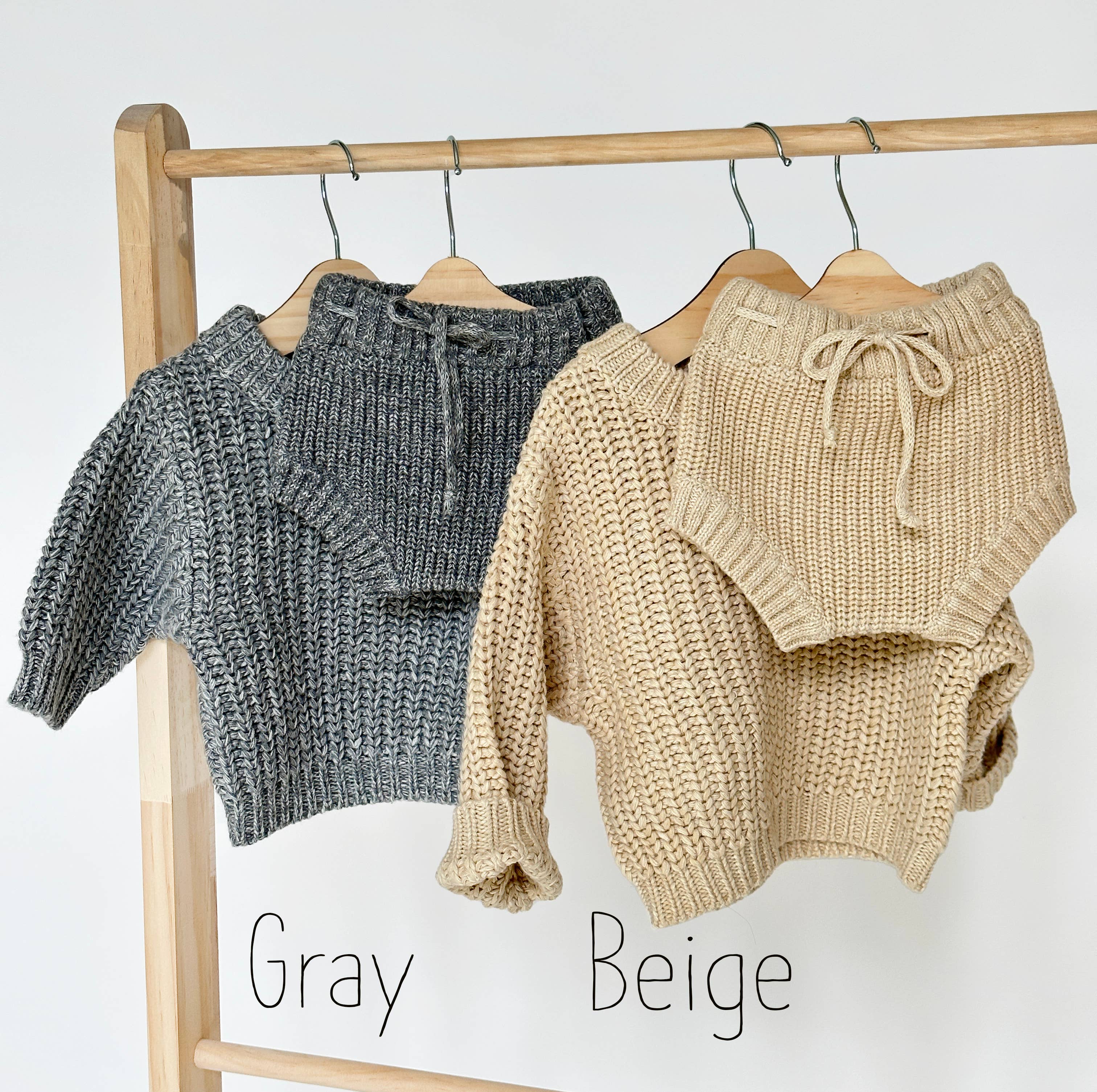 OLIVE & CRADLE - Baby Sweater Chunky Braided knit Cotton oversize style: Speckled Oregano sweater / 0-3m