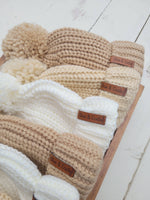 Load image into Gallery viewer, OLIVE &amp; CRADLE - Baby Beanie Knit Hat with Pom Pom: Cream/light rice / Xs/nb-2m
