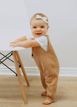 Load image into Gallery viewer, OLIVE &amp; CRADLE - Baby Knit jumperJumpsuit suspender Overalls pants EZRA: Forest Green / 0-3m
