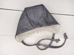 Load image into Gallery viewer, OLIVE &amp; CRADLE - Baby wool Bonnet Hat Warm Winter Sherpa lined Pom Fur option: 0-3M / NO fur
