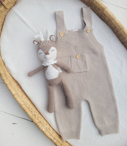 OLIVE & CRADLE - Baby Knit jumperJumpsuit suspender Overalls pants EZRA: Forest Green / 0-3m