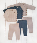 Load image into Gallery viewer, OLIVE &amp; CRADLE - Sasha Cotton Knit 2pc Shirt and pants Baby Outfit Set: Juniper Berry / 0-3m
