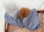 Load image into Gallery viewer, OLIVE &amp; CRADLE - Baby wool Bonnet Hat Warm Winter Sherpa lined Pom Fur option: 0-3M / NO fur
