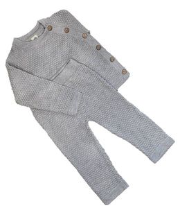 OLIVE & CRADLE - Noah Cotton Knit 2pc Shirt and pants Baby Outfit Set: Light Juniper / NB (6-9lbs)