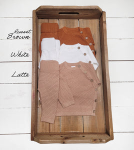 OLIVE & CRADLE - Noah Cotton Knit 2pc Shirt and pants Baby Outfit Set: Light Juniper / NB (6-9lbs)