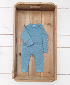 OLIVE & CRADLE - Noah Cotton Knit 2pc Shirt and pants Baby Outfit Set: Light Juniper / NB (6-9lbs)