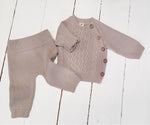 Load image into Gallery viewer, OLIVE &amp; CRADLE - Sasha Cotton Knit 2pc Shirt and pants Baby Outfit Set: Juniper Berry / 0-3m
