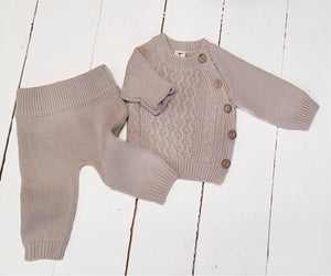 OLIVE & CRADLE - Sasha Cotton Knit 2pc Shirt and pants Baby Outfit Set: Juniper Berry / 0-3m