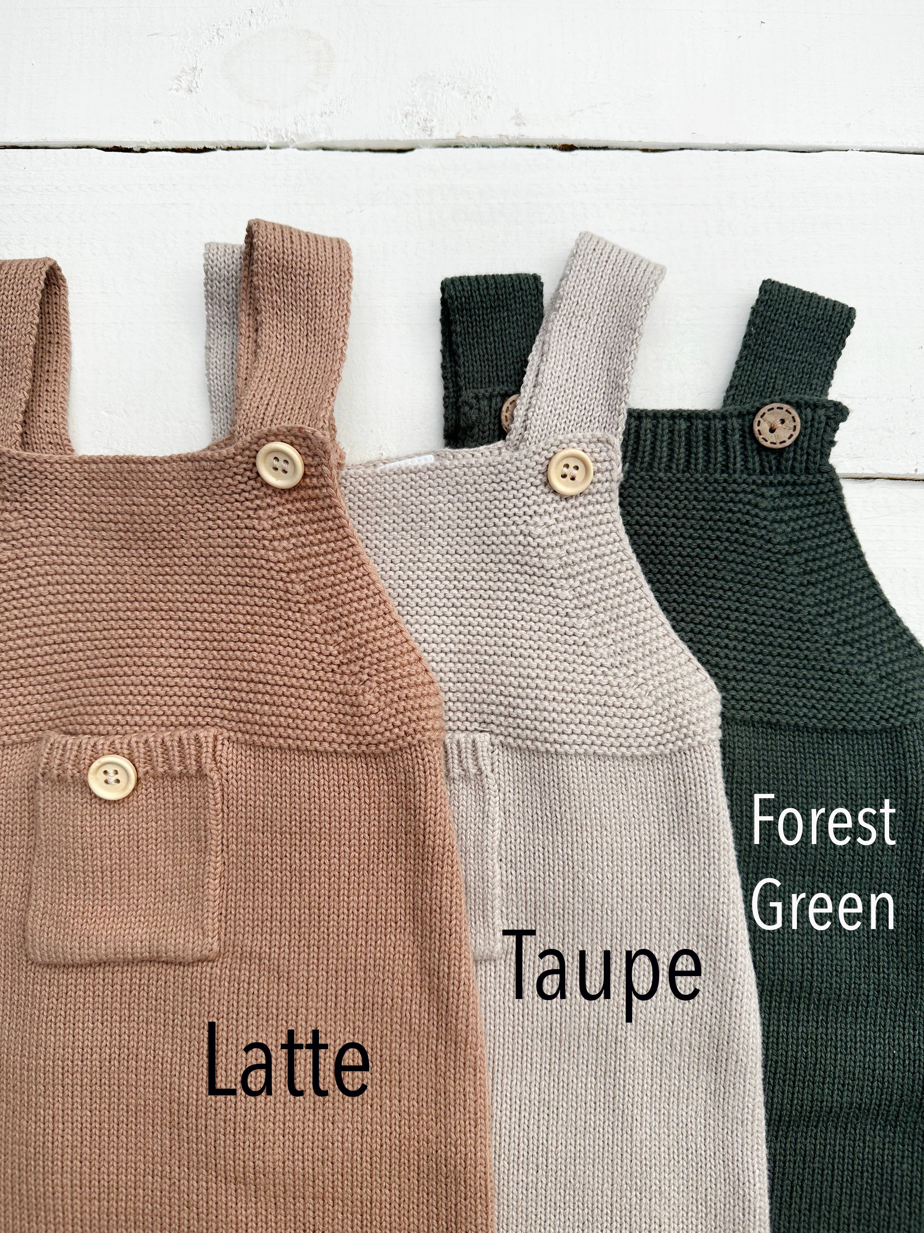 OLIVE & CRADLE - Baby Knit jumperJumpsuit suspender Overalls pants EZRA: Forest Green / 0-3m