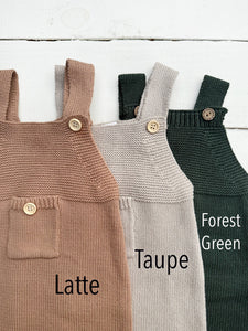 OLIVE & CRADLE - Baby Knit jumperJumpsuit suspender Overalls pants EZRA: Latte / 0-3m