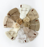 Load image into Gallery viewer, OLIVE &amp; CRADLE - Baby Beanie Knit Hat with Pom Pom: Cream/light rice / Xs/nb-2m
