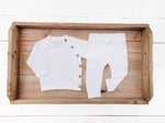 Load image into Gallery viewer, OLIVE &amp; CRADLE - Noah Cotton Knit 2pc Shirt and pants Baby Outfit Set: Light Juniper / NB (6-9lbs)
