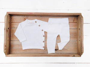 OLIVE & CRADLE - Noah Cotton Knit 2pc Shirt and pants Baby Outfit Set: Light Juniper / NB (6-9lbs)