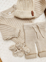 Load image into Gallery viewer, OLIVE &amp; CRADLE - Baby Knit Avery PANTS Cotton Newborn Infant straight Leg: Beige / NB
