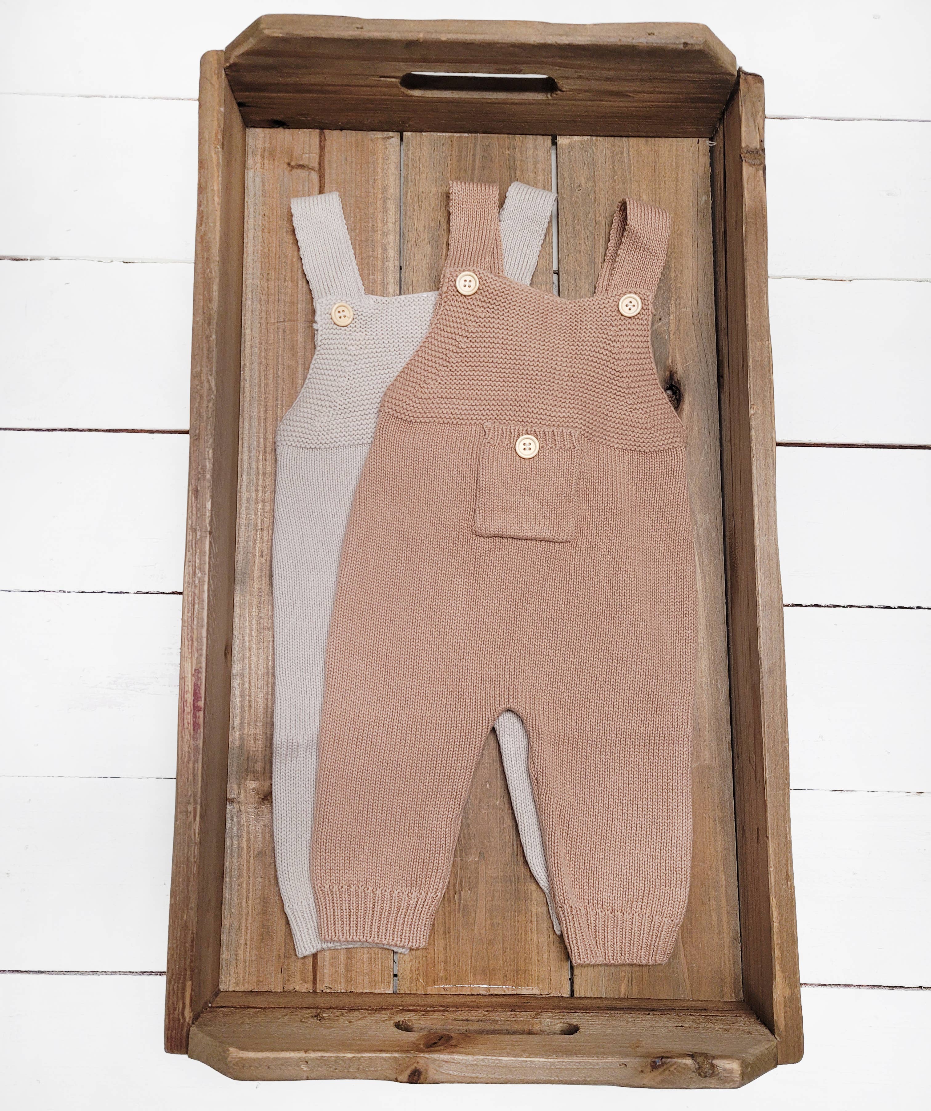 OLIVE & CRADLE - Baby Knit jumperJumpsuit suspender Overalls pants EZRA: Forest Green / 0-3m