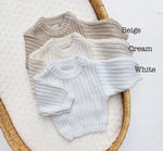 Load image into Gallery viewer, OLIVE &amp; CRADLE - Baby Sweater Chunky Braided knit Cotton oversize style: Speckled Oregano sweater / 0-3m
