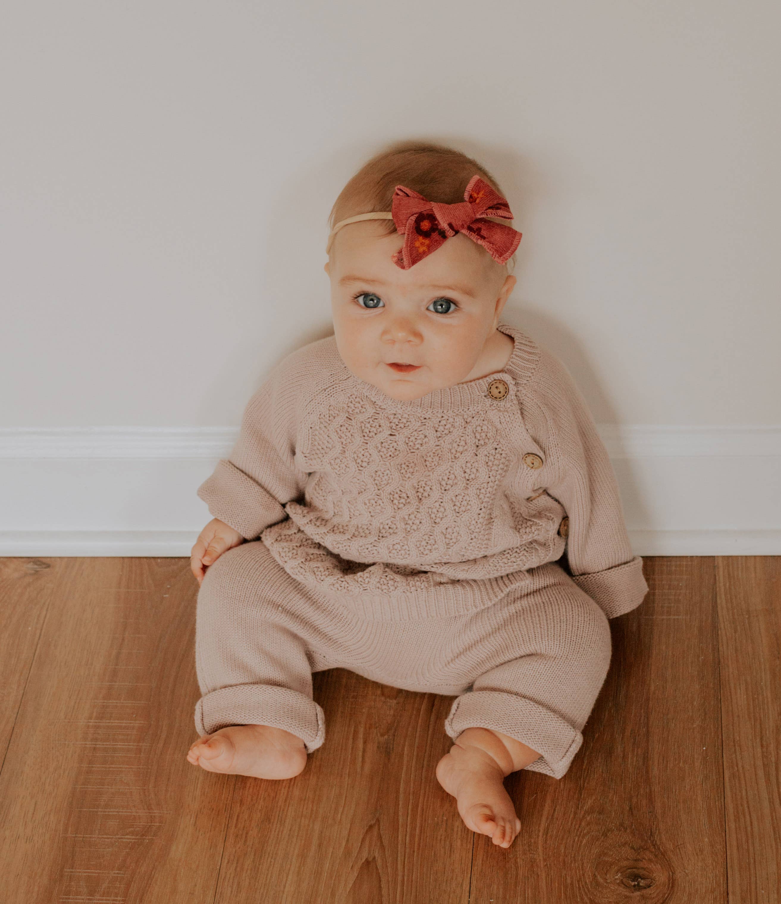 OLIVE & CRADLE - Sasha Cotton Knit 2pc Shirt and pants Baby Outfit Set: Juniper Berry / 0-3m