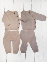 Load image into Gallery viewer, OLIVE &amp; CRADLE - Sasha Cotton Knit 2pc Shirt and pants Baby Outfit Set: Juniper Berry / 0-3m
