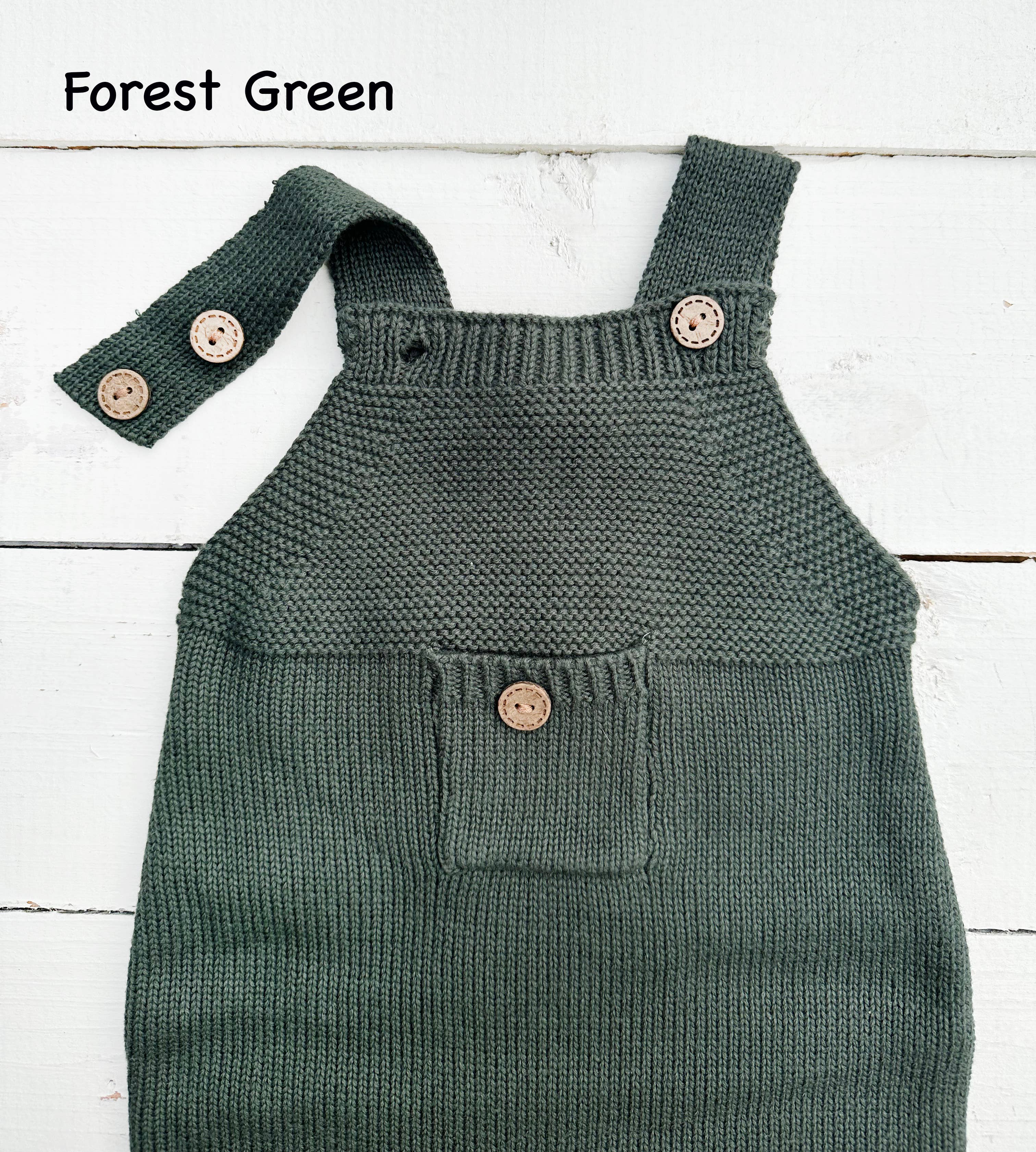 OLIVE & CRADLE - Baby Knit jumperJumpsuit suspender Overalls pants EZRA: Forest Green / 0-3m