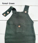 Load image into Gallery viewer, OLIVE &amp; CRADLE - Baby Knit jumperJumpsuit suspender Overalls pants EZRA: Forest Green / 0-3m
