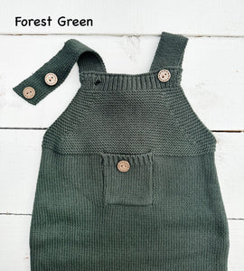 OLIVE & CRADLE - Baby Knit jumperJumpsuit suspender Overalls pants EZRA: Latte / 0-3m